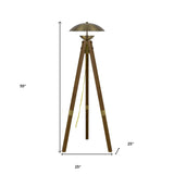 60" Bronze Four Light Traditional Shaped Floor Lamp With Beige Square Shade