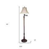 71" Rusted Torchiere Floor Lamp With Brown Dome Shade