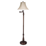 62" Rusted Swing Arm Floor Lamp With Champagne Bell Shade