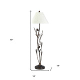 57" Black Traditional Shaped Floor Lamp With White Empire Shade