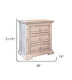 32" Brown Three Drawer Nightstand