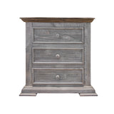 32" Gray Three Drawer Nightstand