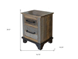 25" Brown Two Drawer Nightstand