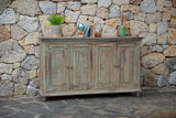 71" Green Solid and Manufactured Wood Distressed Credenza