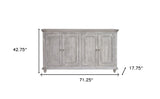 71" Sand Solid and Manufactured Wood Distressed Credenza