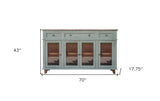 70" Green Solid and Manufactured Wood Distressed Credenza