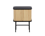 24" Natural and Black Modern Sliding Door Nightstand