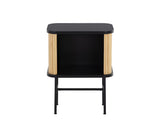 24" Natural and Black Modern Sliding Door Nightstand