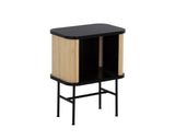 24" Natural and Black Modern Sliding Door Nightstand