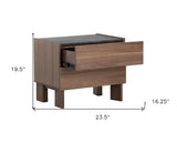 24" Natural and Black Modern Sliding Door Nightstand