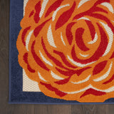 3' X 4' Blue and Orange Floral Power Loom Area Rug