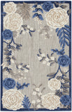 3' X 4' Blue and Orange Floral Power Loom Area Rug