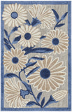 3' X 4' Blue and Orange Floral Power Loom Area Rug