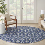 8' Charcoal Round Floral Power Loom Area Rug