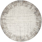 8' Ivory Round Abstract Power Loom Area Rug