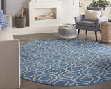 8' Gray Round Moroccan Power Loom Area Rug