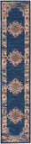 10' Blue and Ivory Oriental Power Loom Distressed Runner Rug