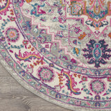 8' Gray Round Floral Power Loom Area Rug