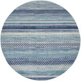 8' Navy Blue Round Floral Power Loom Area Rug