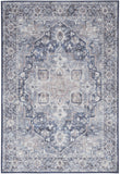 5' X 7' Blue And Pink Floral Power Loom Distressed Washable Area Rug