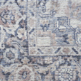 5' X 7' Blue And Pink Floral Power Loom Distressed Washable Area Rug