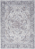 8' X 10' Blue And Pink Floral Power Loom Distressed Washable Area Rug