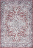 6' X 9' Blue And Pink Floral Power Loom Distressed Washable Area Rug