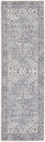 8' Gray Floral Power Loom Distressed Washable Runner Rug