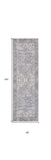 8' Gray Floral Power Loom Distressed Washable Runner Rug