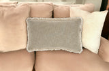 24" X 14" Taupe Linen Cotton Zippered Pillow With Fringe