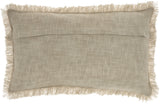 24" X 14" Taupe Linen Cotton Zippered Pillow With Fringe