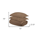 Taupe Twin Cotton Blend 300 Thread Count Washable Duvet Cover Set