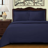 Navy Blue Twin Cotton Blend 400 Thread Count Washable Duvet Cover Set