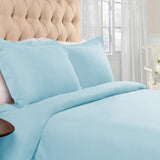 Light Blue King Cotton Blend Thread Count Washable Duvet Cover Set