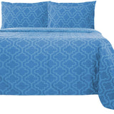 Light Blue King Cotton Blend Thread Count Washable Duvet Cover Set