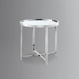 22" Gold Glass Round Mirrored End Table