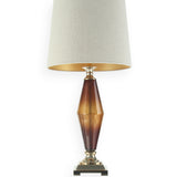 33" Amber Glass LED Table Lamp With Beige Cone Shade