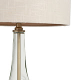 32" Silver Metallic Glass LED Table Lamp With Beige Drum Shade