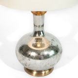 27" Clear Glass LED Table Lamp With Gray Drum Shade