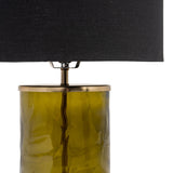 22" Green Glass LED Table Lamp With Black Drum Shade