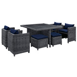 Sojourn 9 Piece Outdoor Patio Sunbrella® Dining Set by Lefancy