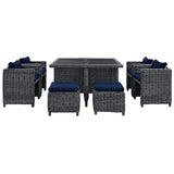 Sojourn 9 Piece Outdoor Patio Sunbrella® Dining Set by Lefancy