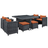 Sojourn 9 Piece Outdoor Patio Sunbrella® Dining Set by Lefancy