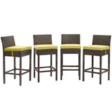 Conduit Outdoor Patio Wicker Rattan Bar Stool Set of 4 by Lefancy