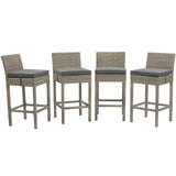 Conduit Outdoor Patio Wicker Rattan Bar Stool Set of 4 by Lefancy