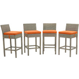 Conduit Outdoor Patio Wicker Rattan Bar Stool Set of 4 by Lefancy