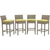 Conduit Outdoor Patio Wicker Rattan Bar Stool Set of 4 by Lefancy