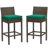 Conduit Outdoor Patio Wicker Rattan Bar Stool Set of 4 by Lefancy