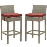 Conduit Outdoor Patio Wicker Rattan Bar Stool Set of 2 by Lefancy