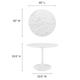 Lippa 40" Round Artificial Marble Dining Table by Lefancy